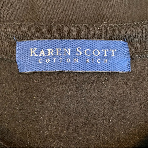 Karen Scott Cotton Rich Vintage Black Christmas Cardigan Sweater - Picture 12 of 13